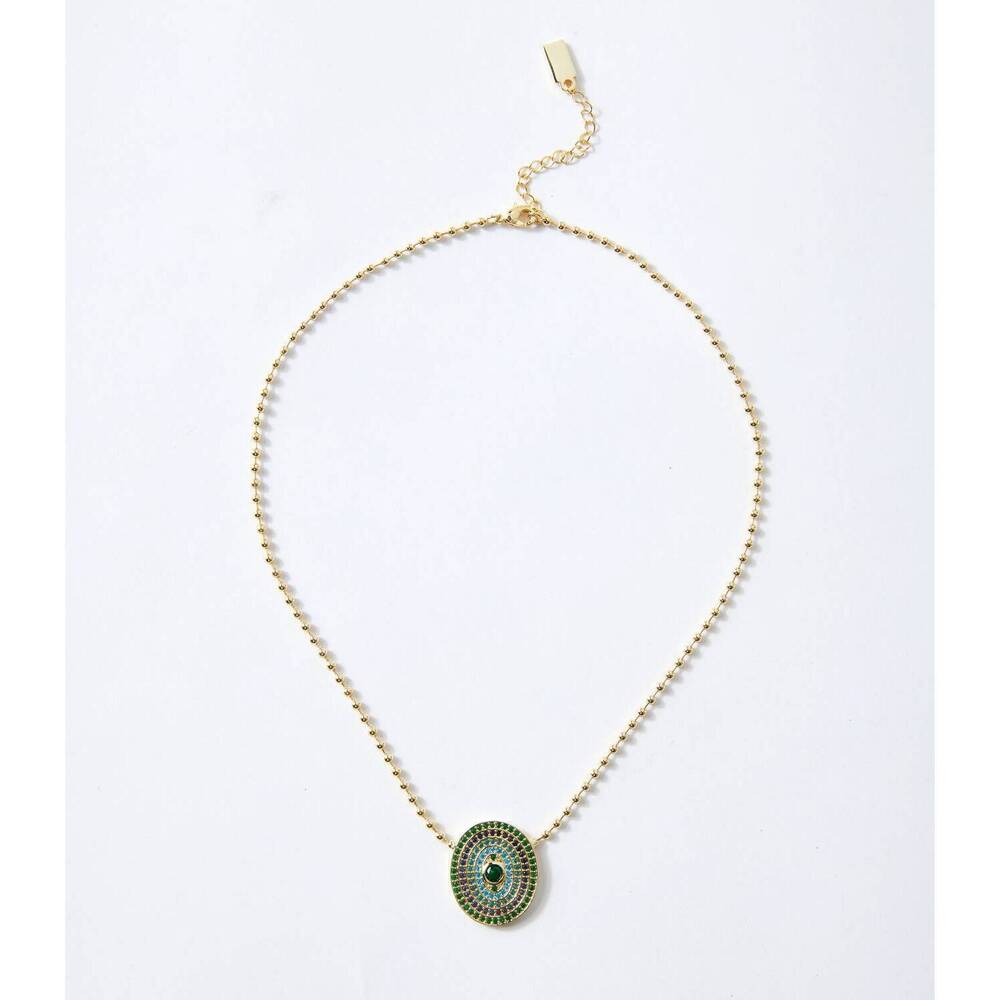NEW NATIVE GEM women's gemstone disc necklace in aqua